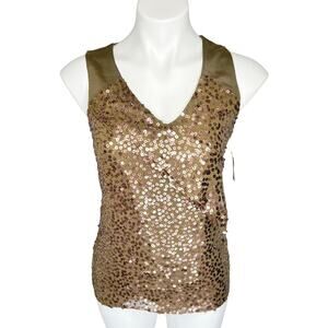 Coldwater Creek green brown sequin tank top size XS NWT